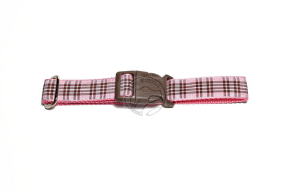Raspberry tartan - dog collar