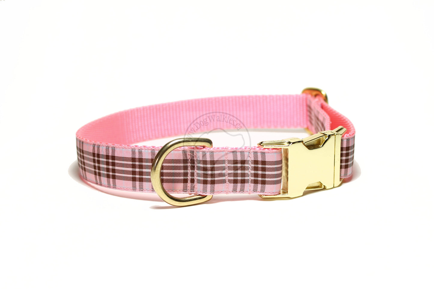 Raspberry tartan - dog collar