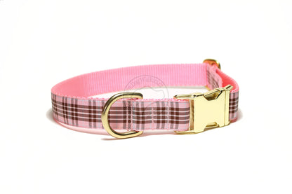 Raspberry tartan - dog collar