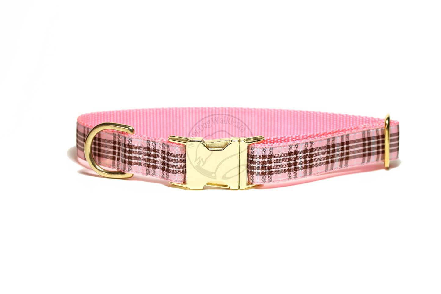 Raspberry tartan - dog collar