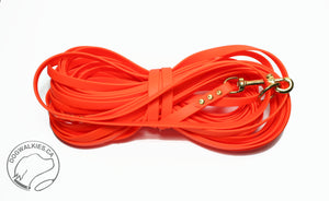 Extra long leash 1/2" (12mm) wide - 15m (50ft) or 30m (100ft) Biothane Waterproof Tracking Recall Long Line - All Colours