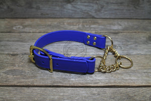 Biothane Chain Martingale Dog Collar - 1" (25mm) wide - Solid Brass or Stainless Steel Hardware