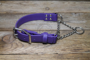 Biothane Chain Martingale Dog Collar - 1" (25mm) wide - Solid Brass or Stainless Steel Hardware