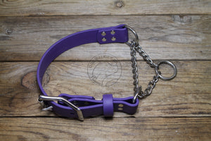 Biothane Chain Martingale Dog Collar - 1" (25mm) wide - Solid Brass or Stainless Steel Hardware