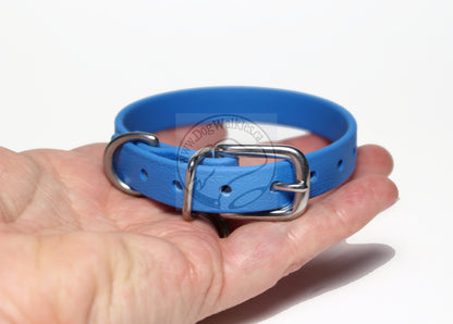 Caribbean Blue Biothane Small Dog Collar - 1/2" (12mm) wide