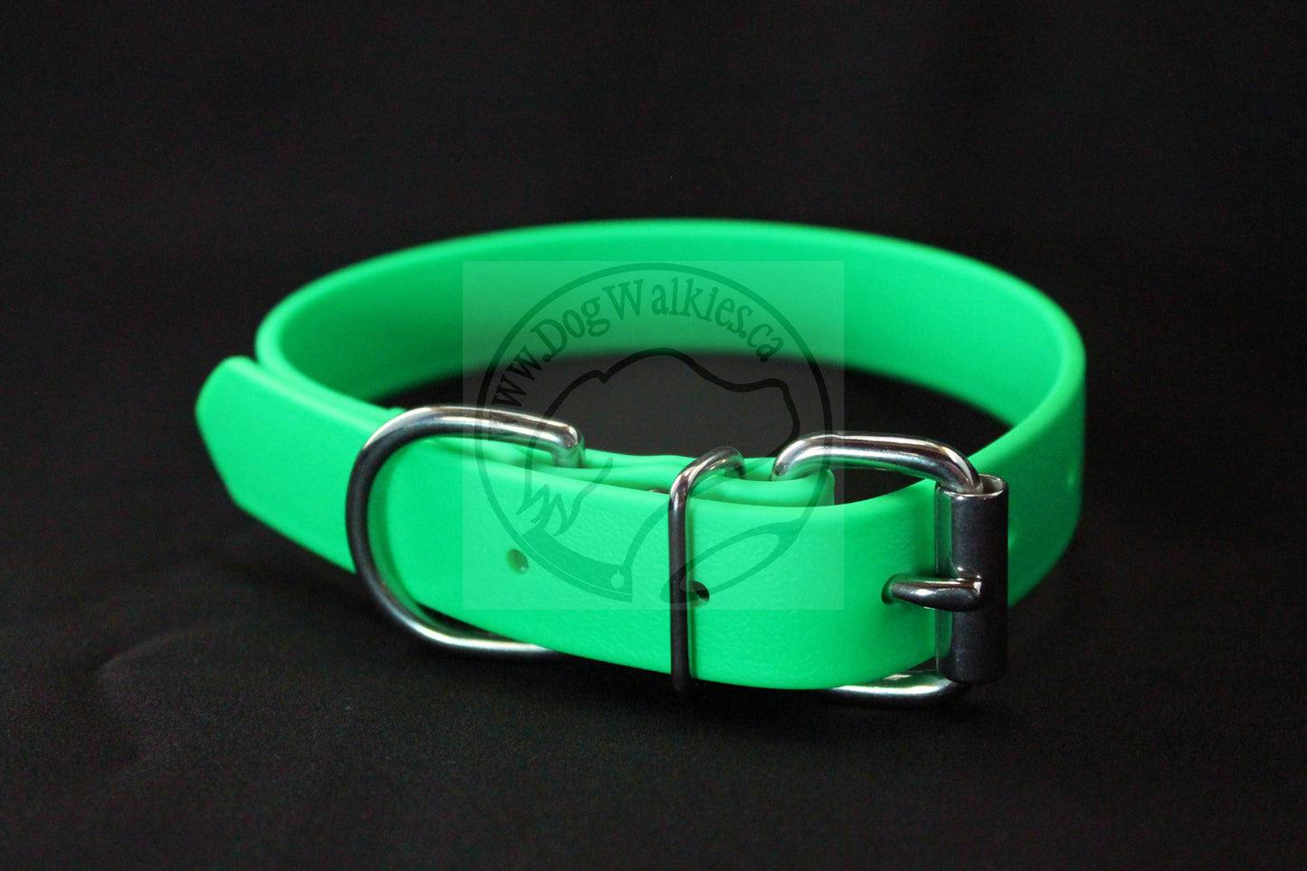 Neon Apple Green Biothane Dog Collar - 1 inch (25mm) wide