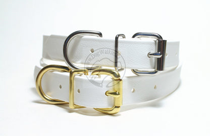Snow White Biothane Dog Collar - 1 inch (25mm) wide