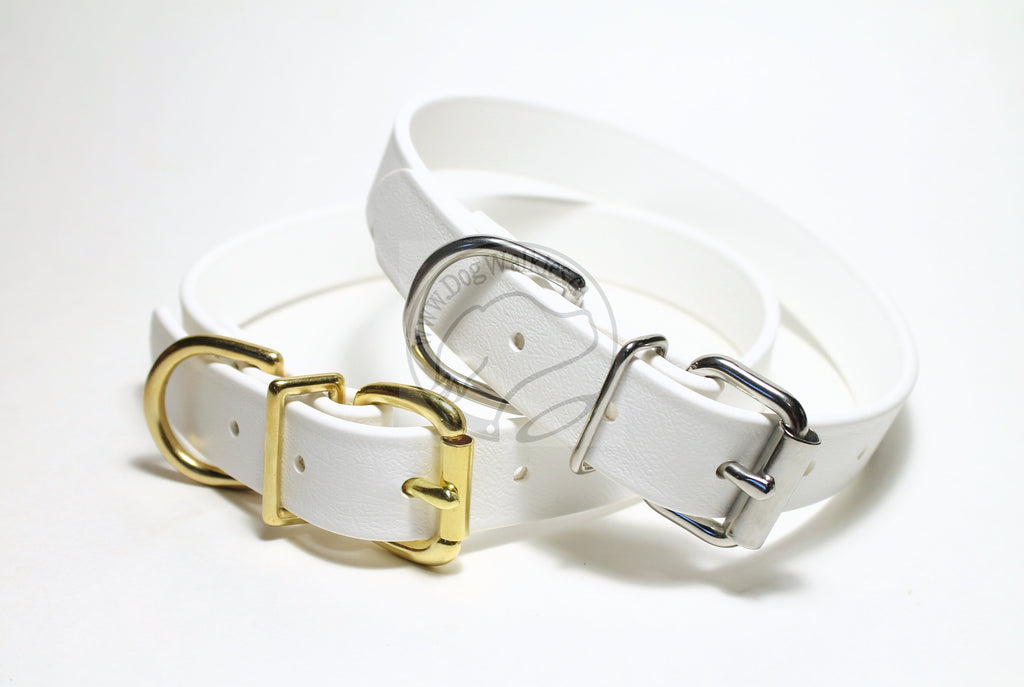 Snow White Biothane Dog Collar - 1 inch (25mm) wide