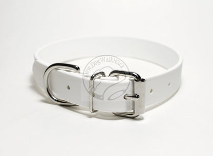 Snow White Biothane Dog Collar - 1 inch (25mm) wide