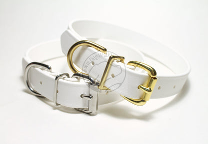 Snow White Biothane Dog Collar - 1 inch (25mm) wide