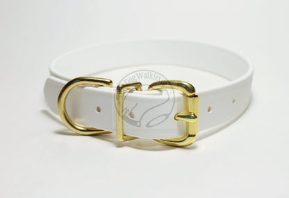 Snow White Biothane Dog Collar - 1 inch (25mm) wide