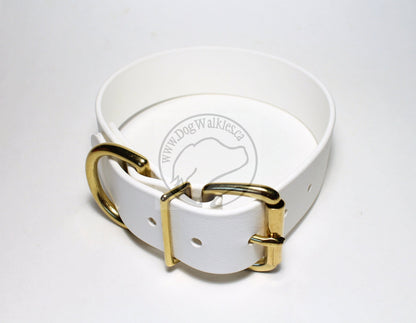 Snow White Biothane Dog Collar - Extra Wide - 1.5 inch (38mm) wide
