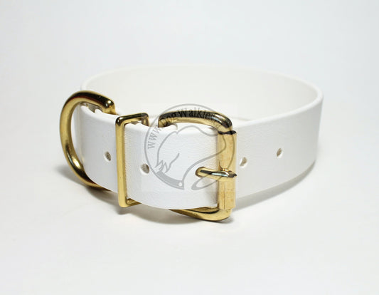 Snow White Biothane Dog Collar - Extra Wide - 1.5 inch (38mm) wide