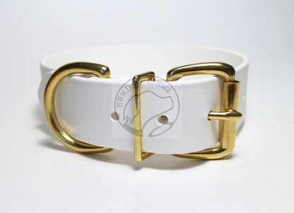 Snow White Biothane Dog Collar - Extra Wide - 1.5 inch (38mm) wide