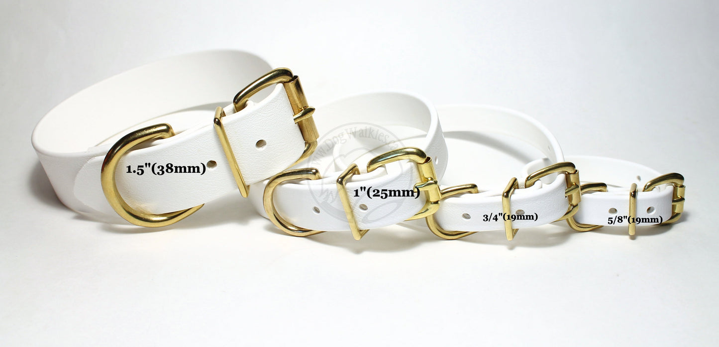 Snow White Biothane Dog Collar - Extra Wide - 1.5 inch (38mm) wide