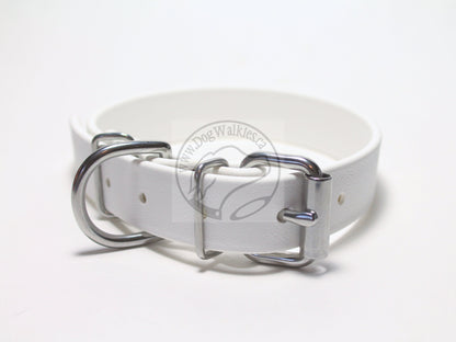 Snow White Biothane Dog Collar - 1 inch (25mm) wide