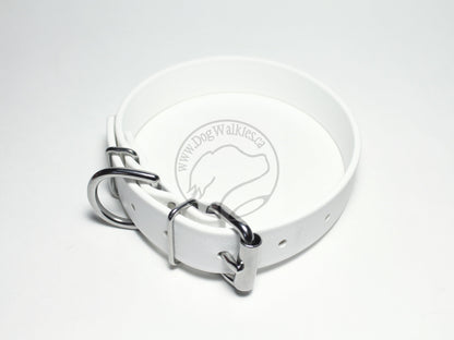 Snow White Biothane Dog Collar - 1 inch (25mm) wide