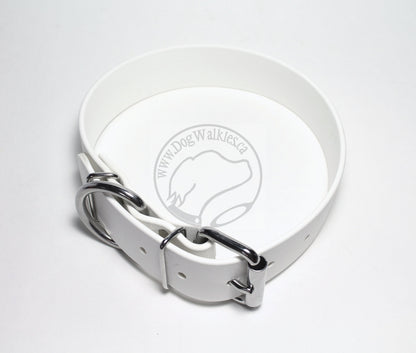 Snow White Biothane Dog Collar - Extra Wide - 1.5 inch (38mm) wide