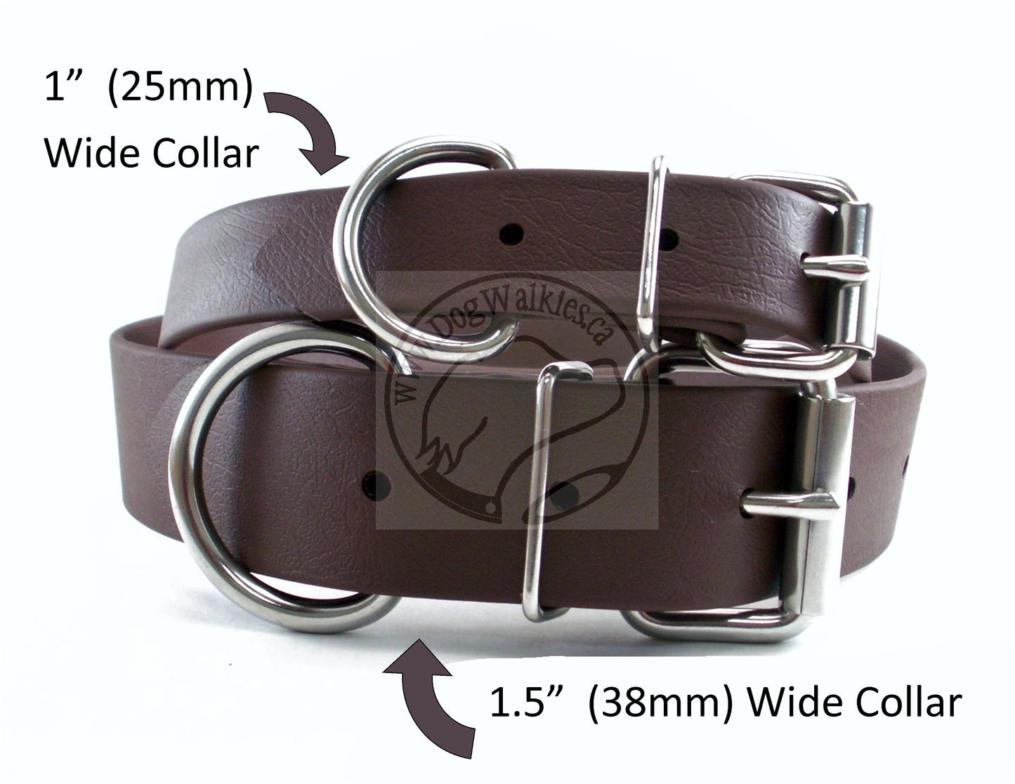 Dark Chocolate Brown Biothane Dog Collar - Extra Wide - 1.5 inch (38mm) wide