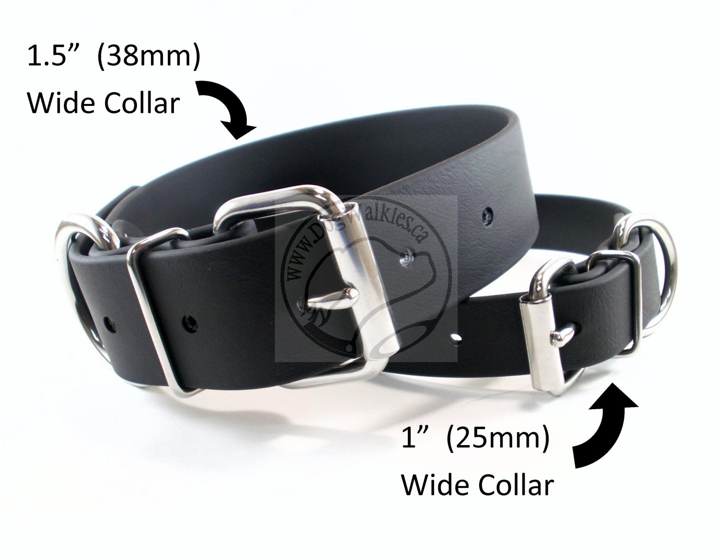 Jet Black Biothane Dog Collar - Extra Wide - 1.5 inch (38mm) wide