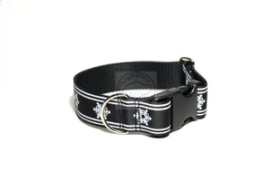 Winter Wonderland in Black, Pink or Blue - wide dog collar