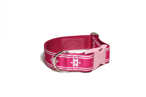 Winter Wonderland in Black, Pink or Blue - wide dog collar