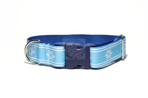 Winter Wonderland in Black, Pink or Blue - wide dog collar