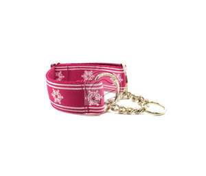 Winter Wonderland in Black, Pink or Blue - wide dog collar