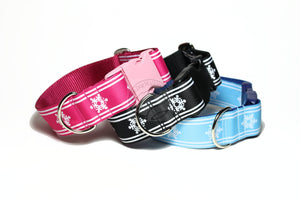 Winter Wonderland in Black, Pink or Blue - wide dog collar