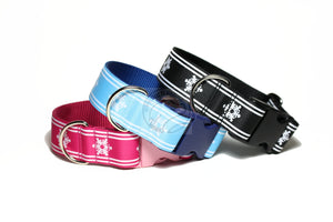 Winter Wonderland in Black, Pink or Blue - wide dog collar