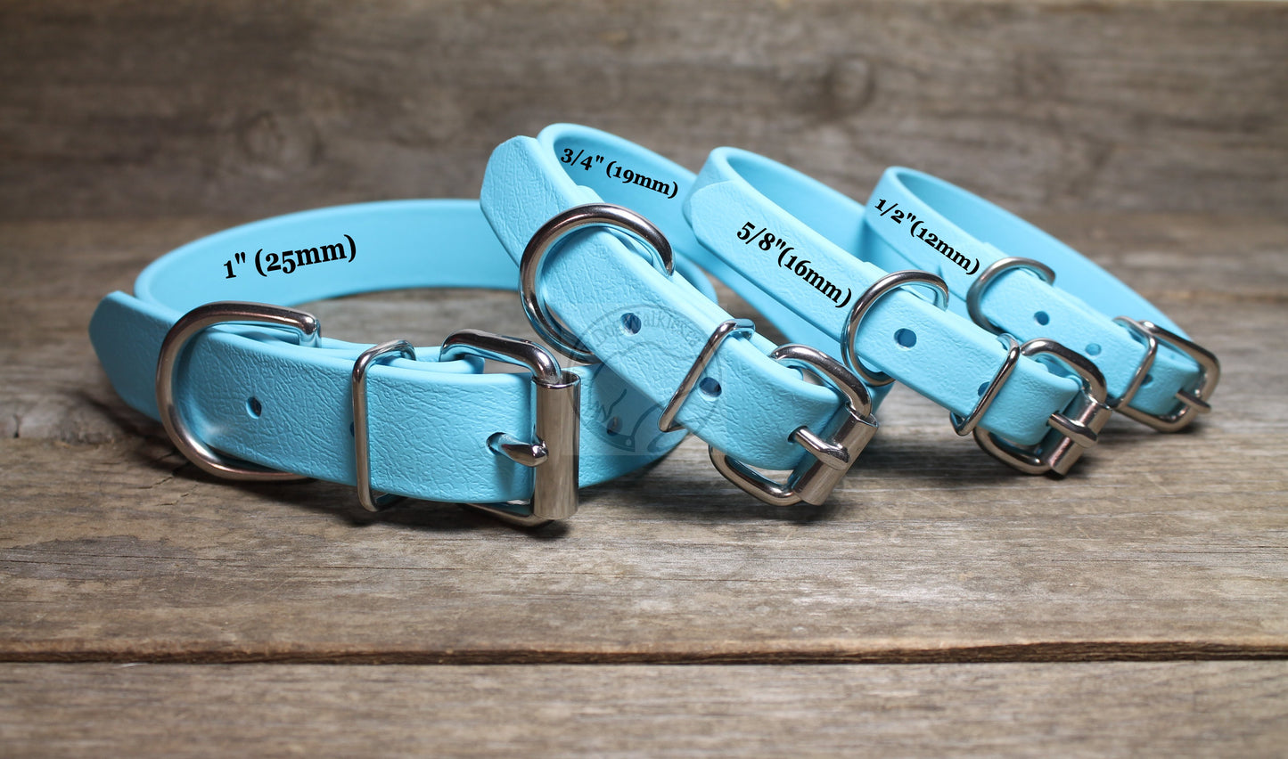 Frozen Blue Biothane Dog Collar - 5/8"(16mm) wide