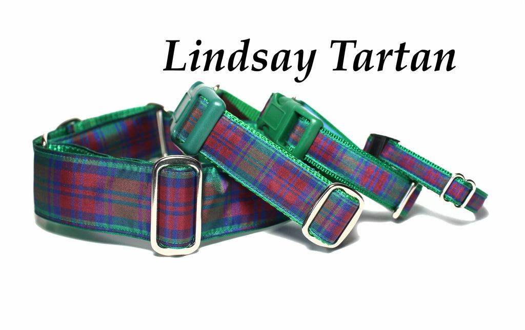 Lindsay Clan tartan - dog collar