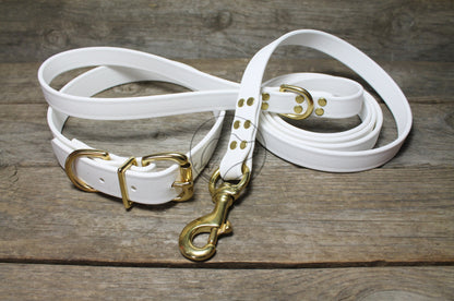 Snow White Biothane Large Dog Leash