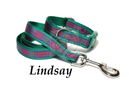 Lindsay Clan tartan - dog collar