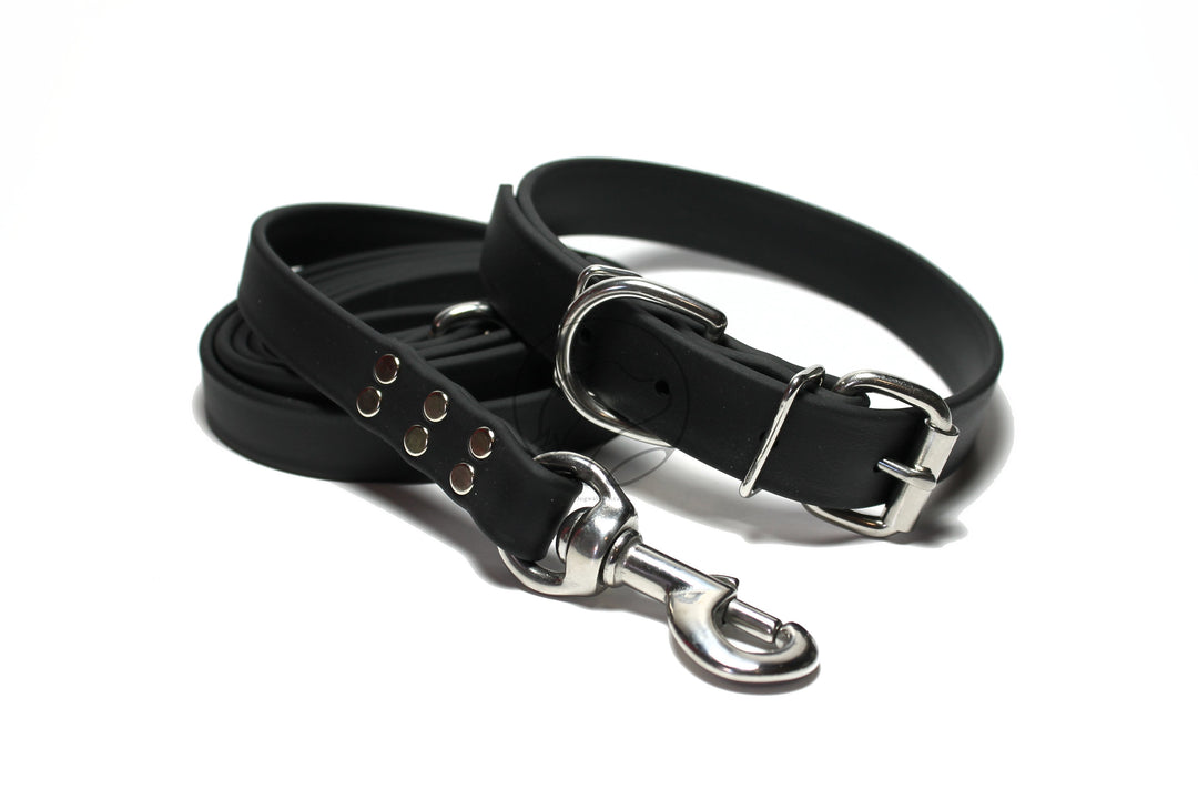 Jet Black Biothane Dog Collar - 1 inch (25mm) wide