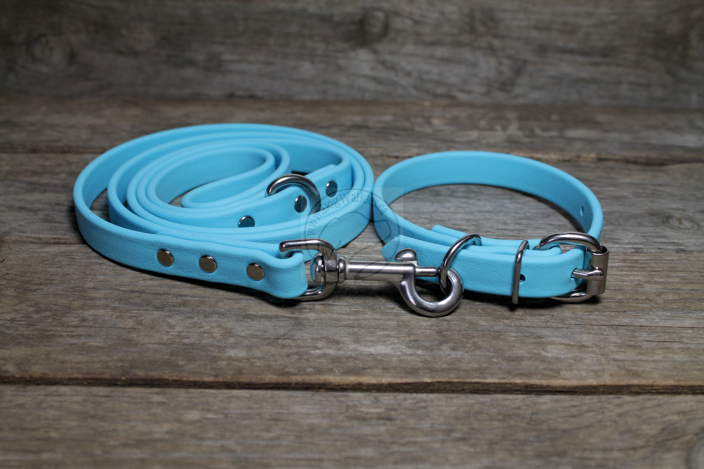 Frozen Blue Biothane Dog Collar - 5/8"(16mm) wide