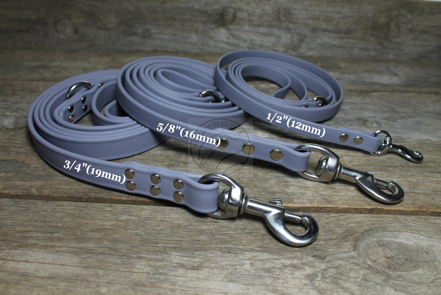 Stormy Grey or Gray Biothane Dog Leash - Regular 16mm (5/8") width