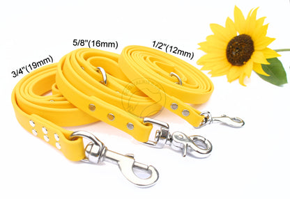 Sunflower Yellow Biothane Dog Leash - Regular 16mm (5/8") width